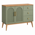 Aparador 120 x 40 x 90 cm de madera verde con 3 cajones y 2 puertas estilo moderno