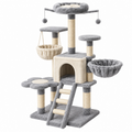 Árbol para gatos 60 x 50 x 150 cm gris y crema con sisal - rascador multinivel