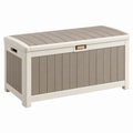 Arcón de almacenaje 120 x 55 x 60 cm de resina beige y gris para exterior con tapa