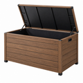 Baúl de almacenamiento 120 x 60 x 63 cm madera marrón con tapa elevable