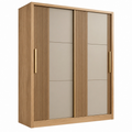 Armario de 160 x 60 x 220 cm en madera marrón y beige con puertas correderas de estilo moderno