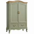 Armario 100 x 55 x 190 cm de madera verde con cajones estilo clásico