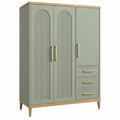 Armario 120 x 50 x 190 cm de madera verde salvia con 3 puertas y 3 cajones estilo retro