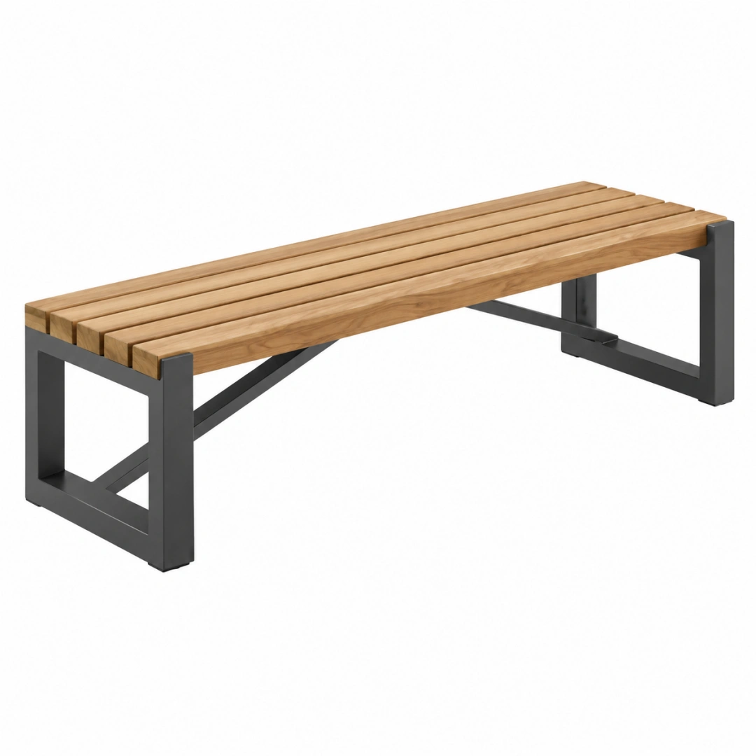 Banco 180 cm de madera y metal negro estilo industrial