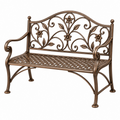 Banco de jardín 120 x 60 x 95 cm de metal bronce con respaldo floral clásico