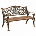 Banco de jardín 125 x 60 x 95 cm de metal y madera marrón estilo floral