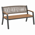 Banco de jardín 120 x 65 x 85 cm de metal madera y cuerda gris negro y marrón estilo contemporáneo
